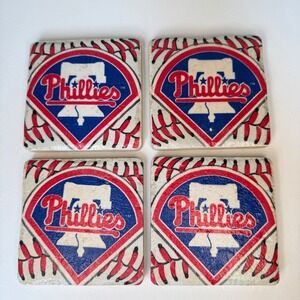 Philadelphia Phillies Stone Coasters Set of 4 Liberty Bell MLB Baseball Decor